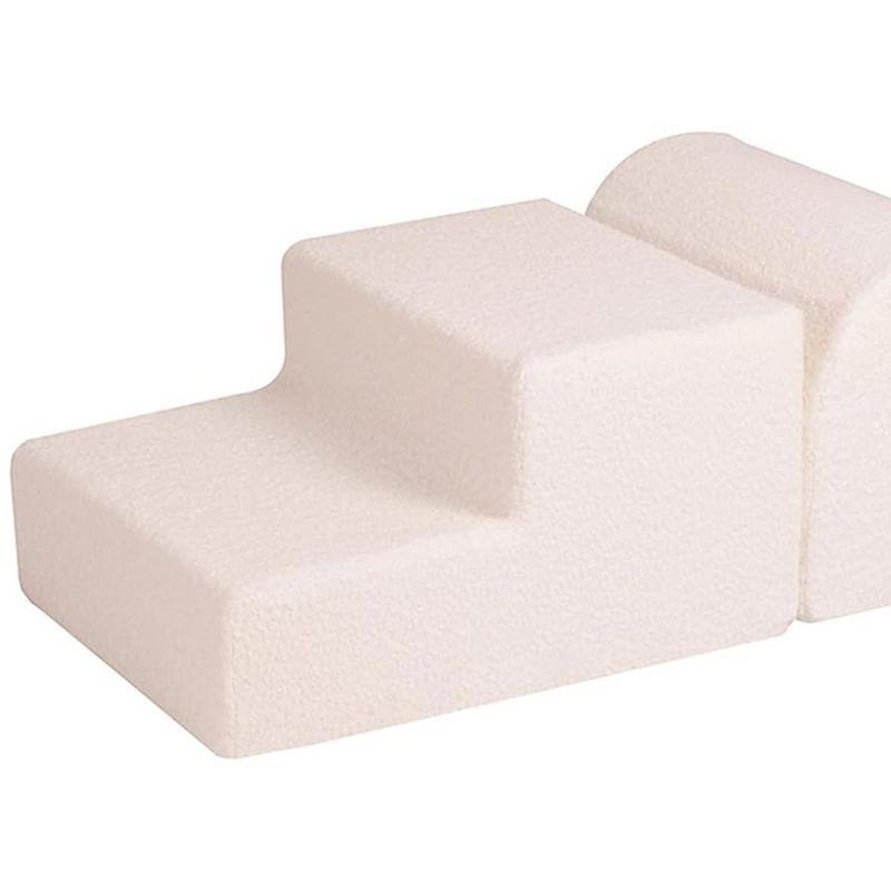 MeowBaby 3 Elements Soft Foam Blocks Playset with Velvet Cover, Lightweight & Durable Indoor Climbing Playground for Babies & Toddlers, White