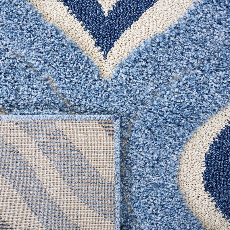 Blue Geometric Shag Synthetic Area Rug 5'3" x 7'6"