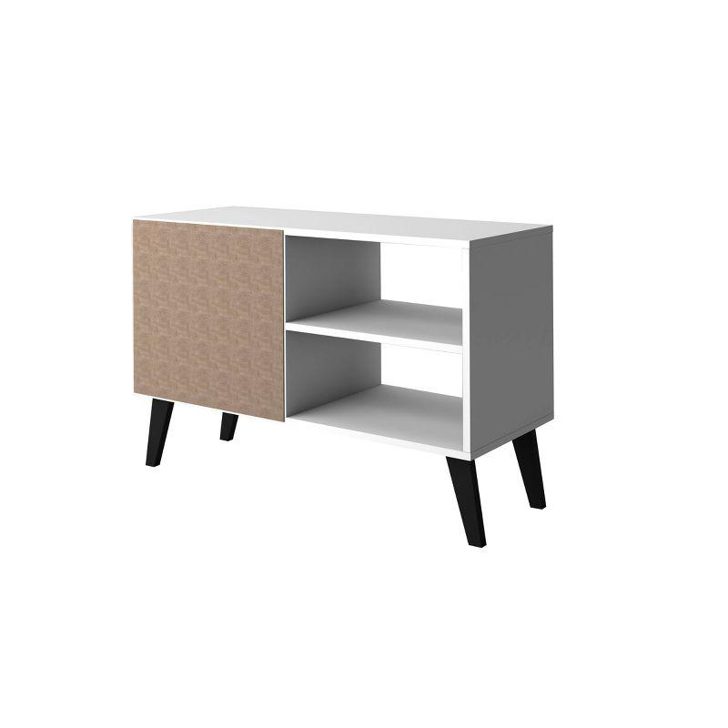 Manhattan Comfort 35.43" Amsterdam TV Stand for TVs up to 42" White: Modern Console with Fixed Shelves