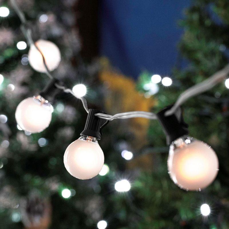 Novelty Lights Frosted White G40 Globe Hanging Outdoor String Light Replacement Bulbs E12 Candelabra Base 5 Watt