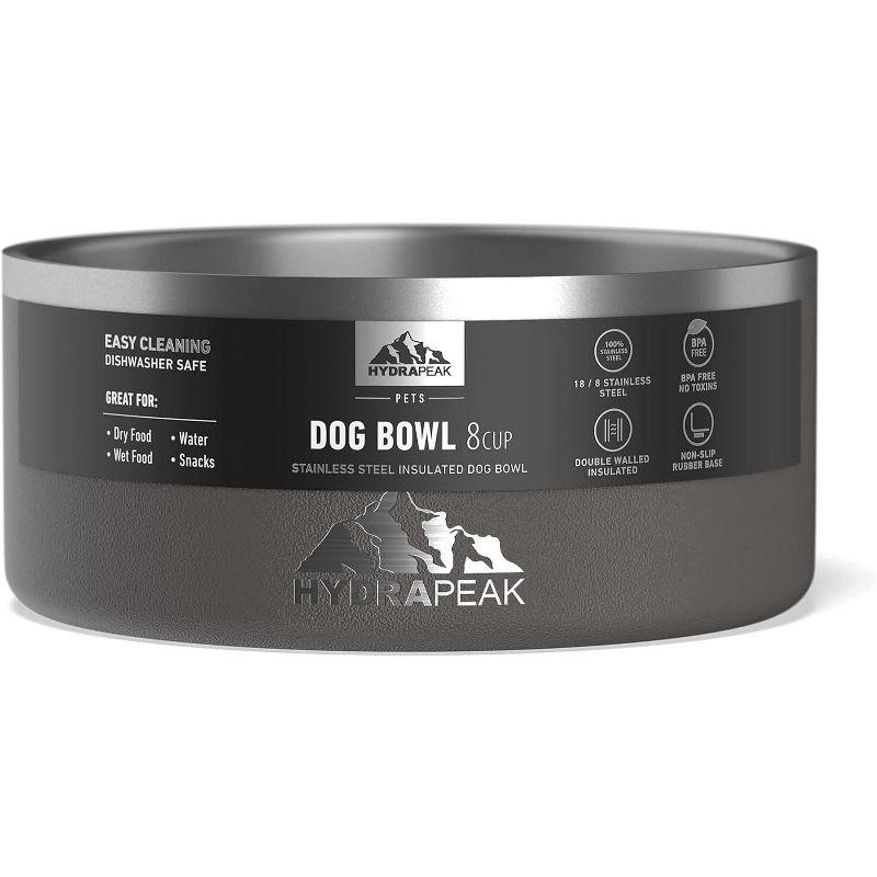 Hydrapeak Non Slip Stainless Steel Dog Bowl 8 Cup Graphite