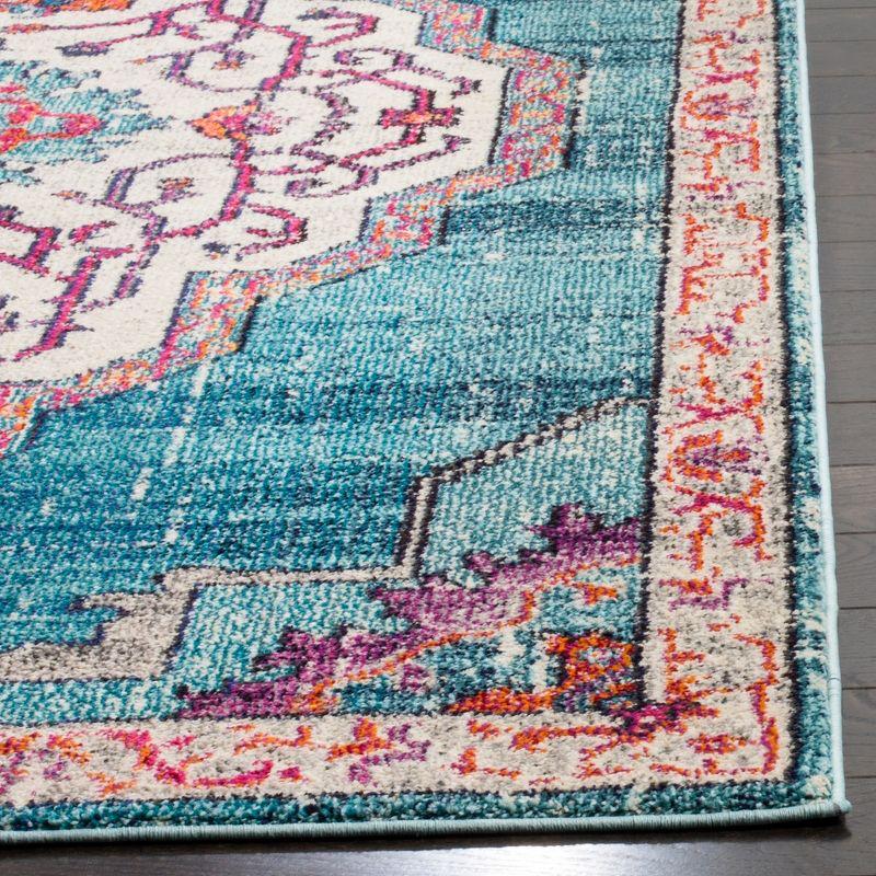 Bohemian Chic 5' x 5' Square Blue Multi Synthetic Area Rug