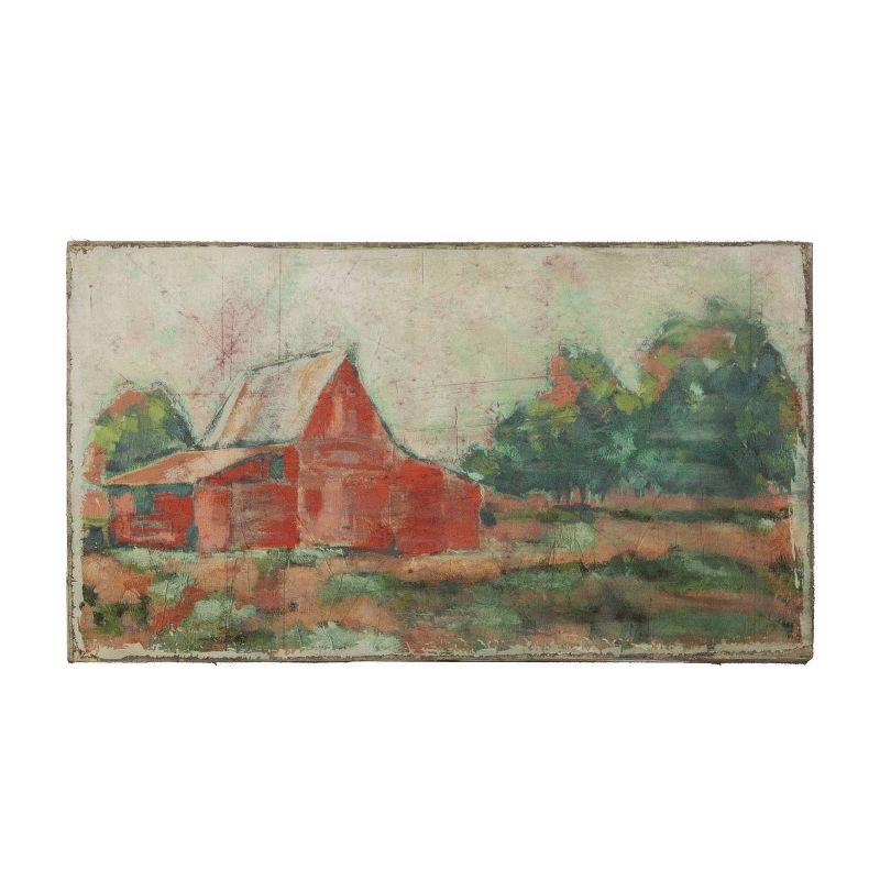 Rustic Multicolor Barn Canvas Wall Art with Hemlock Frame