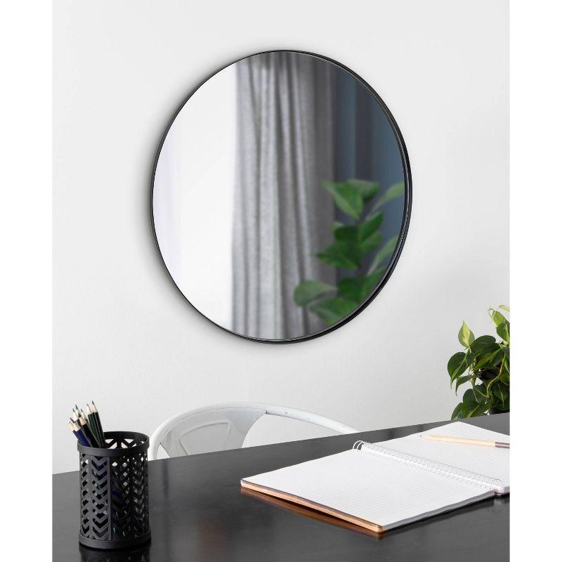 22" Rollo Round Wall Mirror Black - Kate & Laurel All Things Decor: Modern Iron Frame, Wall Mount, Geometric Design