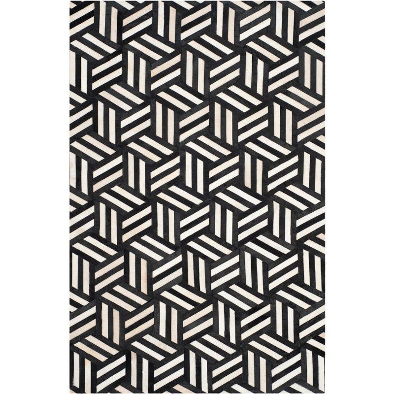 Studio Leather STL219 Hand Woven Indoor Area Rug - Ivory/Black - 5'x8' - Safavieh