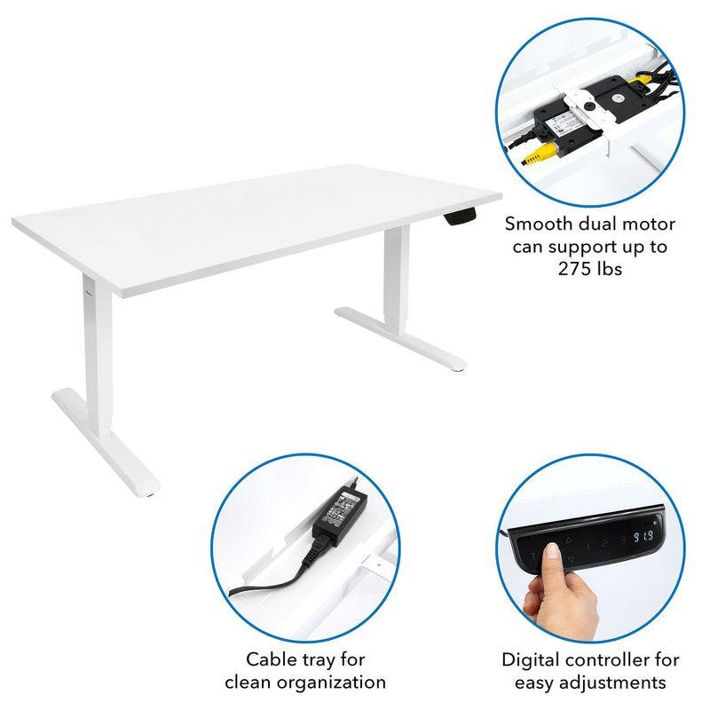 Mount-It! Height Adjustable Hand Crank Sit-Stand Desk Frame w/ Extra-Wide Tabletop | Multiple Colors