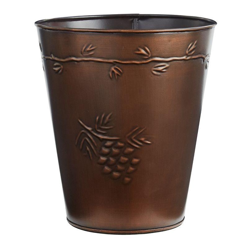 Bronze Pinecone Embossed Metal Waste Basket