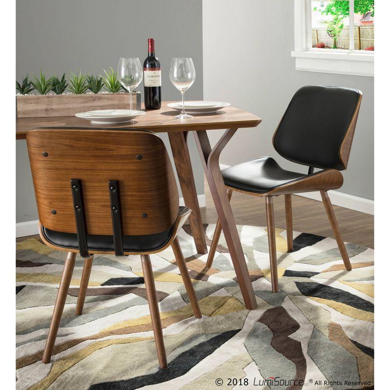 Lombardi Mid Century Modern Dining/Accent Chair Faux Leather Black - Lumisource: Set of 2, Wood Legs, Padded Seat