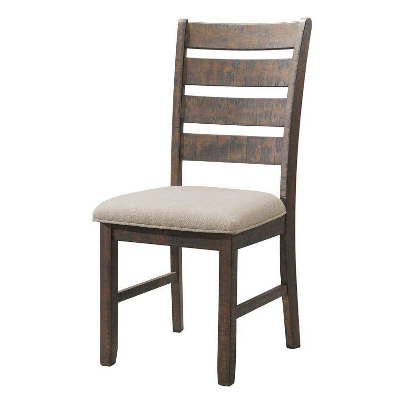 Dex Ladder Back Side Chair Set Walnut Brown /Cream Upholstery - Picket House Furnishings