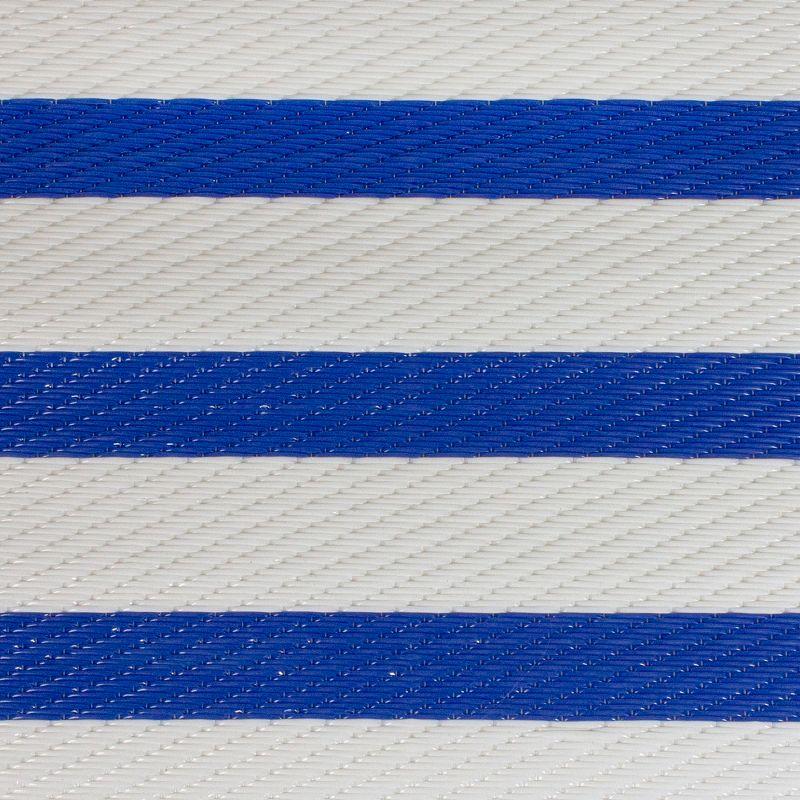 4' x 6' Blue and White Striped Rectangular Outdoor Area Rug