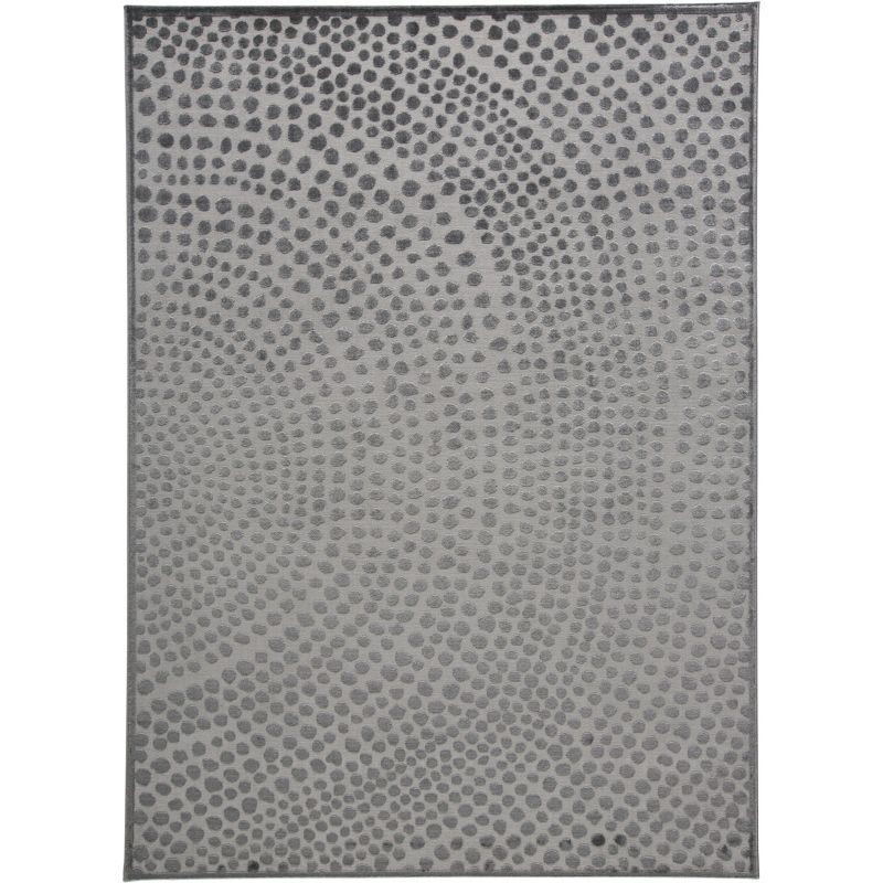 Gray Abstract Polka Dot Synthetic Area Rug 5'2" x 7'2"