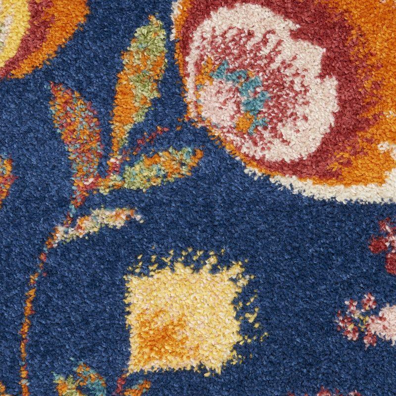 Navy Multicolor Floral Synthetic 8' x 10' Easy-Care Area Rug