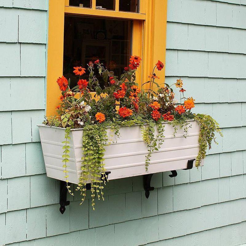 Cape Cod White Galvanized Steel Large Outdoor Flower Box