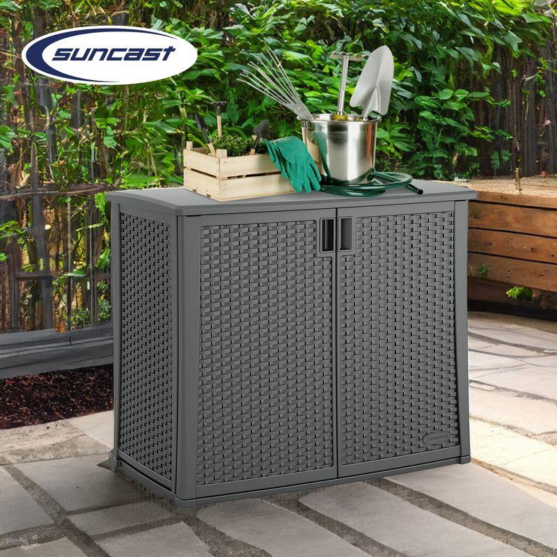 Suncast Suncast 97 Gallon Resin Lockable Cabinet Deck Box in Gray