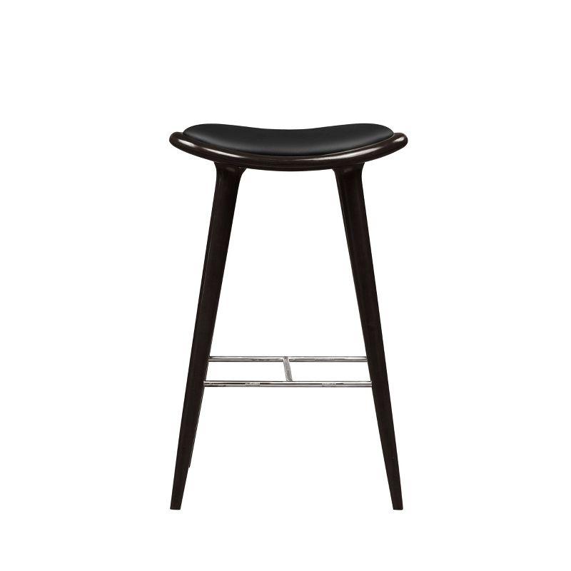 Lucio Oval Backless Wood Barstool Black/Cappuccino - Boraam: Rubberwood Frame, Faux Leather, Metal Footrest