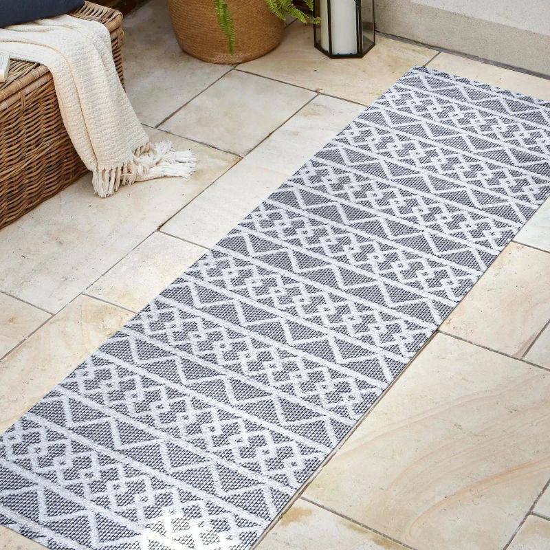 Aylan High-Low Pile Knotted Trellis Geometric Indoor/Outdoor Area Rug  - JONATHAN Y