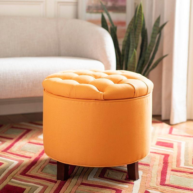 Amiela Tuffted Storage Ottoman - Tangerine - Safavieh