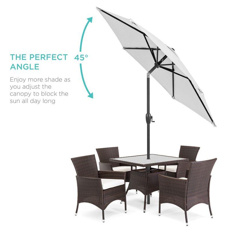 Best Choice Products 7.5ft Heavy-Duty Outdoor Market Patio Umbrella w/ Push Button Tilt, Easy Crank - Fog Gray