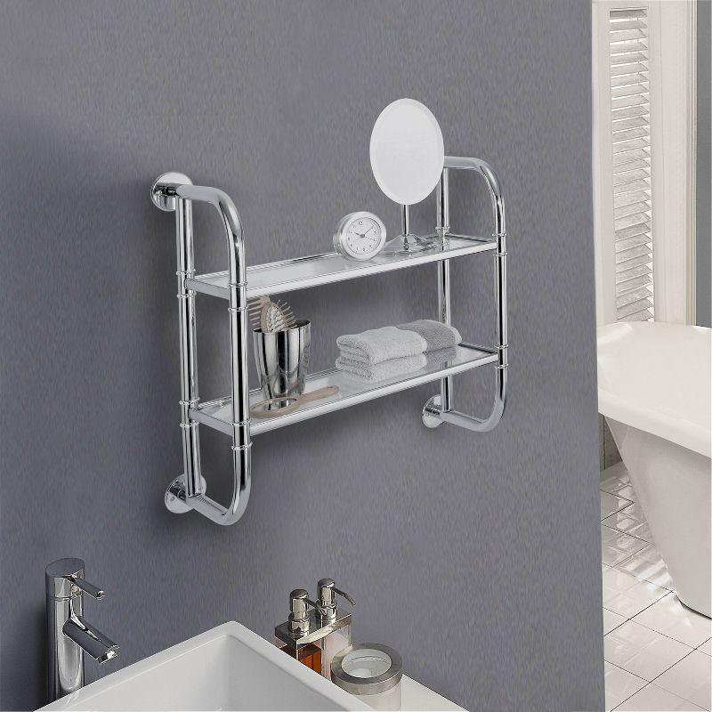 Organize It All Two Tier Bath Shelf Chrome : Microfiber, Machine Washable, Non-Slip Backing