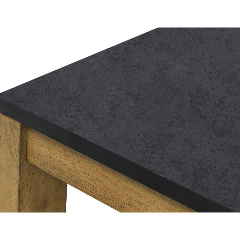 Quentina Rectangular Black Faux Stone and Wood End Table