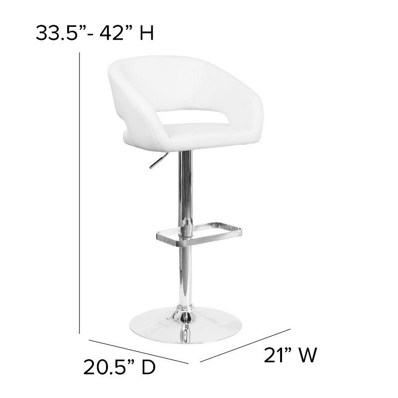 Contemporary White Vinyl Adjustable Swivel Barstool with Chrome Base