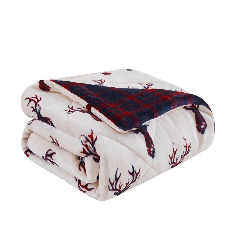 50"x60" Printed Velvet Reversible Throw Blanket Red/Cream - Mantolok