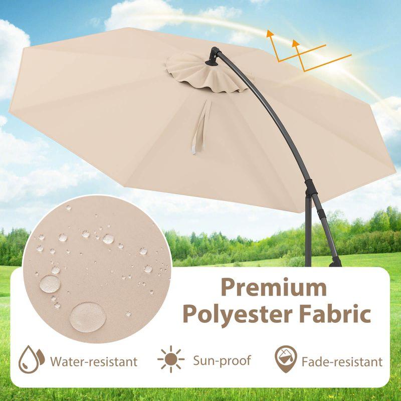 Costway  10 FT Patio Offset Umbrella w/8 Ribs Cross Base Tilt Beige