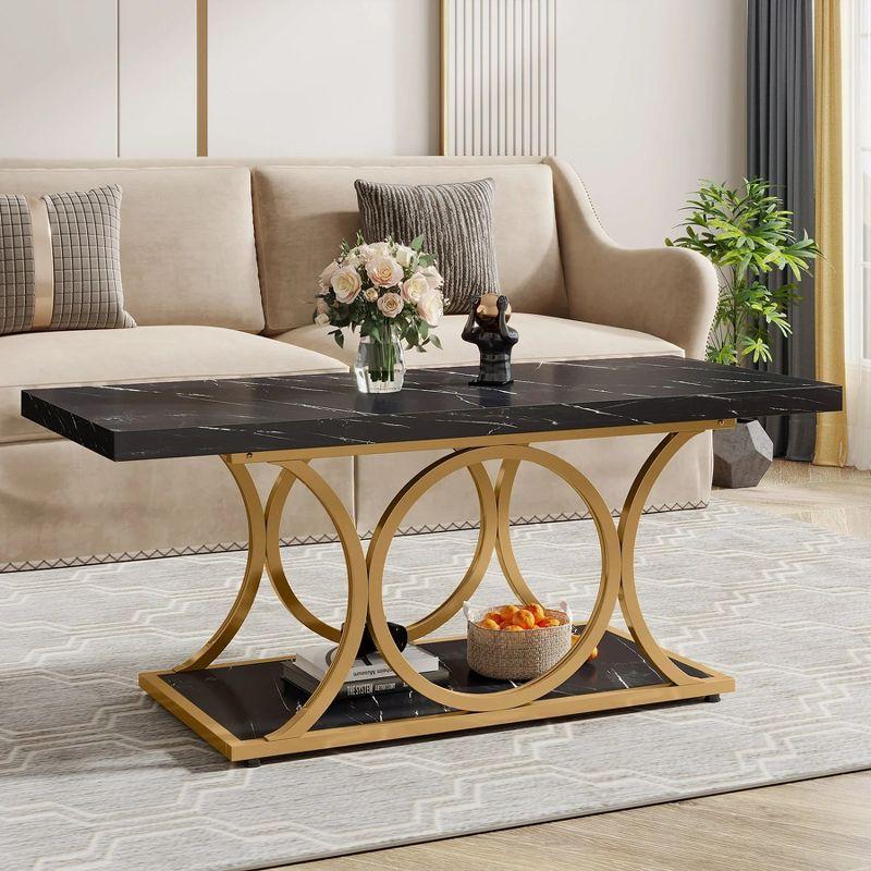 Hommoo Rectangle Coffee Table, 47.24" Center Table Faux Marble