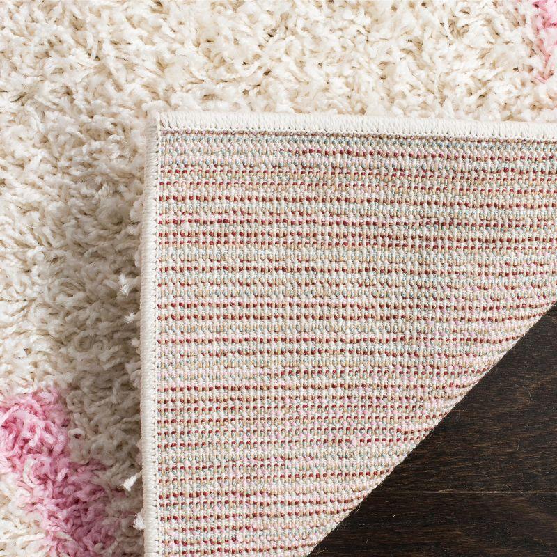 Dallas Shag SGD257 Power Loomed Runner Rug - Ivory/Light Pink - 2'3"x10' - Safavieh.