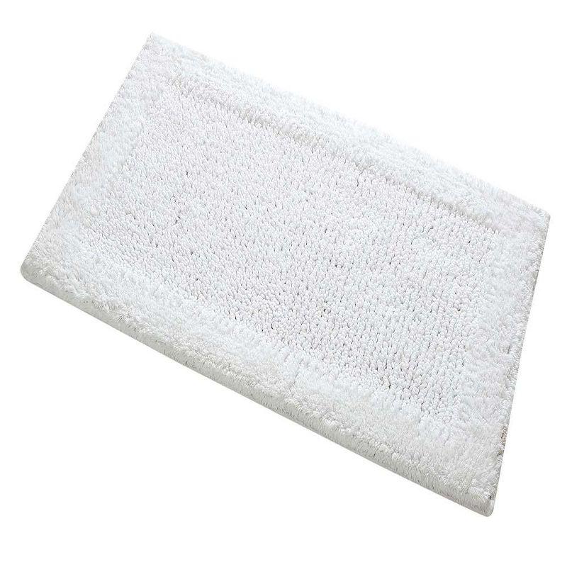 Naples White Cotton Textured Bath Rug with Non-Skid Backing