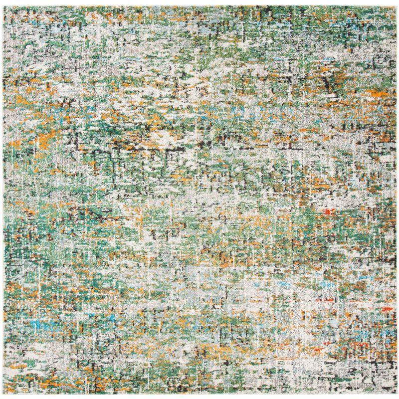 Madison MAD460 Power Loomed Indoor Accent Rug - Green/Turquoise - 3'x3' - Safavieh