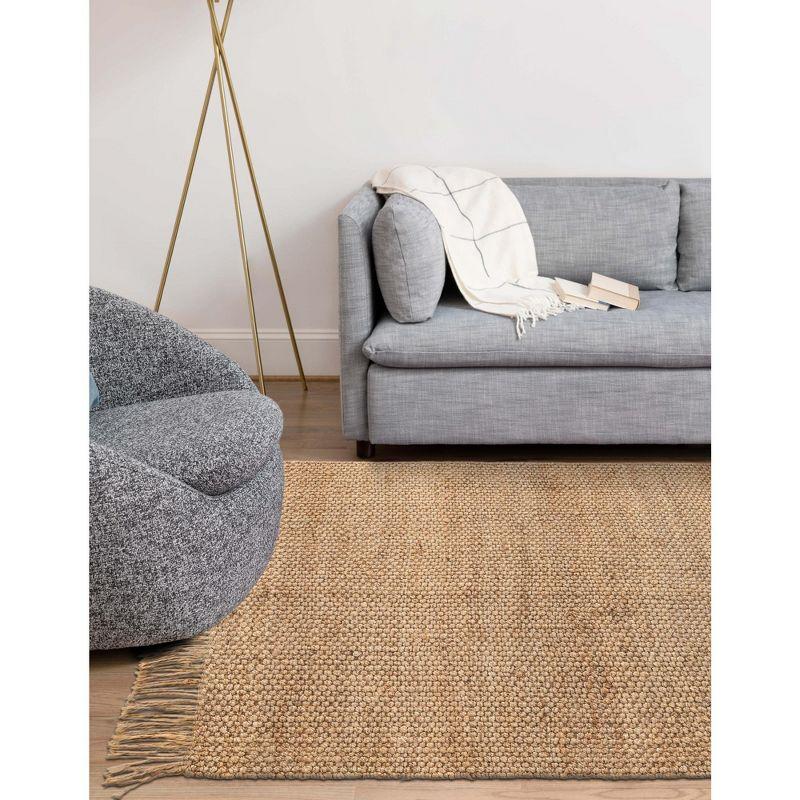 Handwoven Eco-Friendly Tan Jute 5' x 8' Rectangular Area Rug