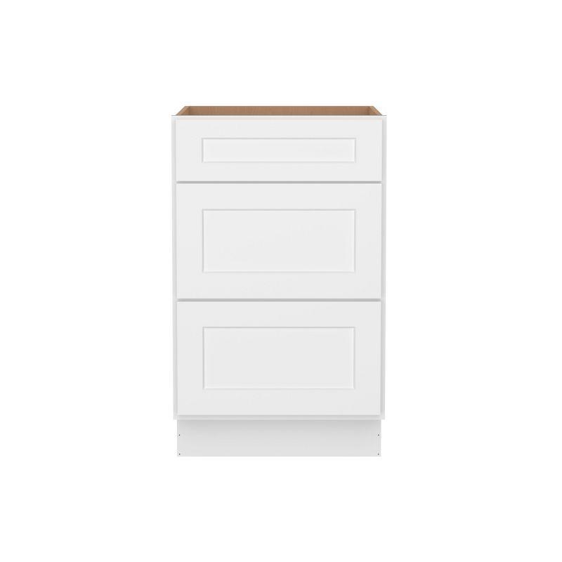 HOMLUX Easy-DIY 21 in W x 24 in D x 34.5 in H in Shaker White Ready to Assemble Drawer Base Kitchen Cabinet With 3-Drawers