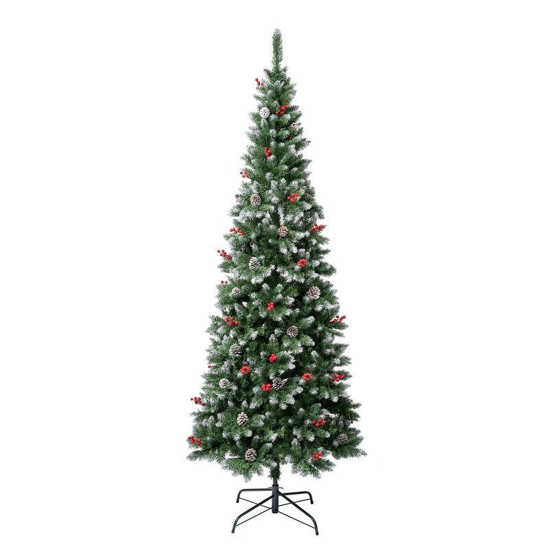 National Tree Company First Traditions 7.5' Unlit Slim Cullen Hinged Artificial Christmas Tree: Corner Display, Easy Setup