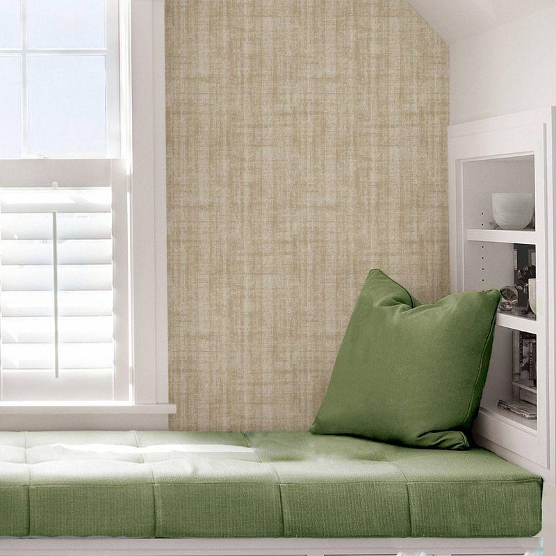 InHome Aurum Linen Peel and Stick Wallpaper: Vinyl, Self-Adhesive, Modern Crosshatch, Light Beige, Peelable & Washable