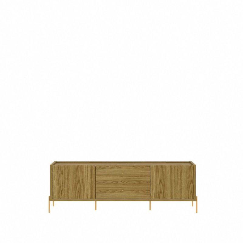 Oak and Gold Modern TV Stand with Storage for 70" TVs