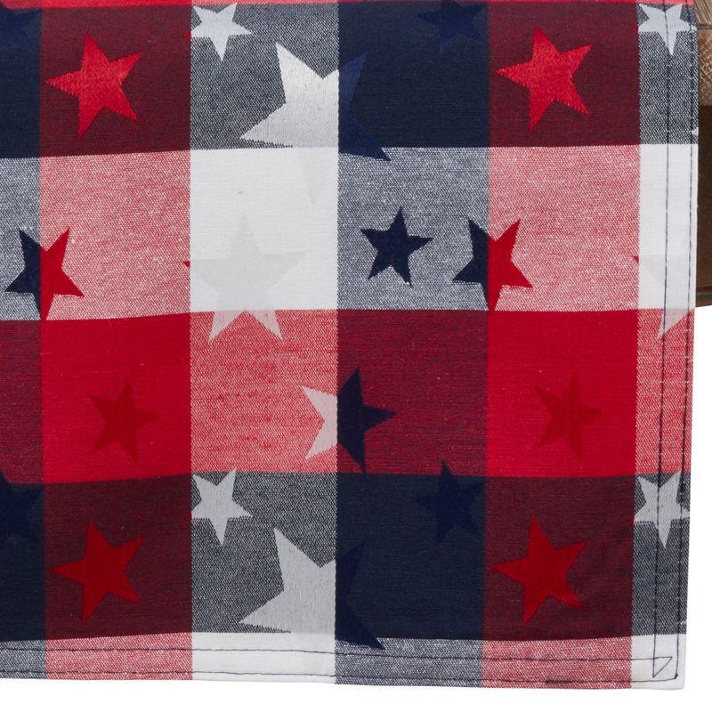 Saro Lifestyle Cotton Blend Tablecloth With Checkered And Stars Design, Multi, 70" x 120"