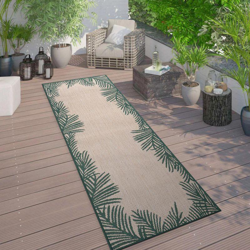 World Rug Gallery Tropical Floral Palm Leaves Textured Flat Weave Indoor/Outdoor Area Rug