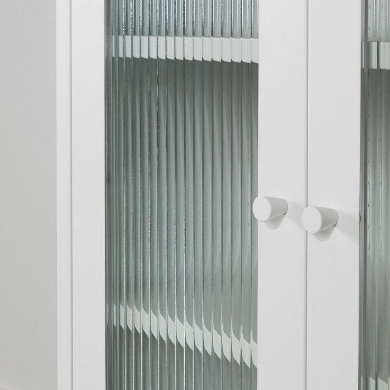 South Shore 40" Decorative Storage Cabinet White: Fluted Glass, Metal Frame, Wall Anchor Kit