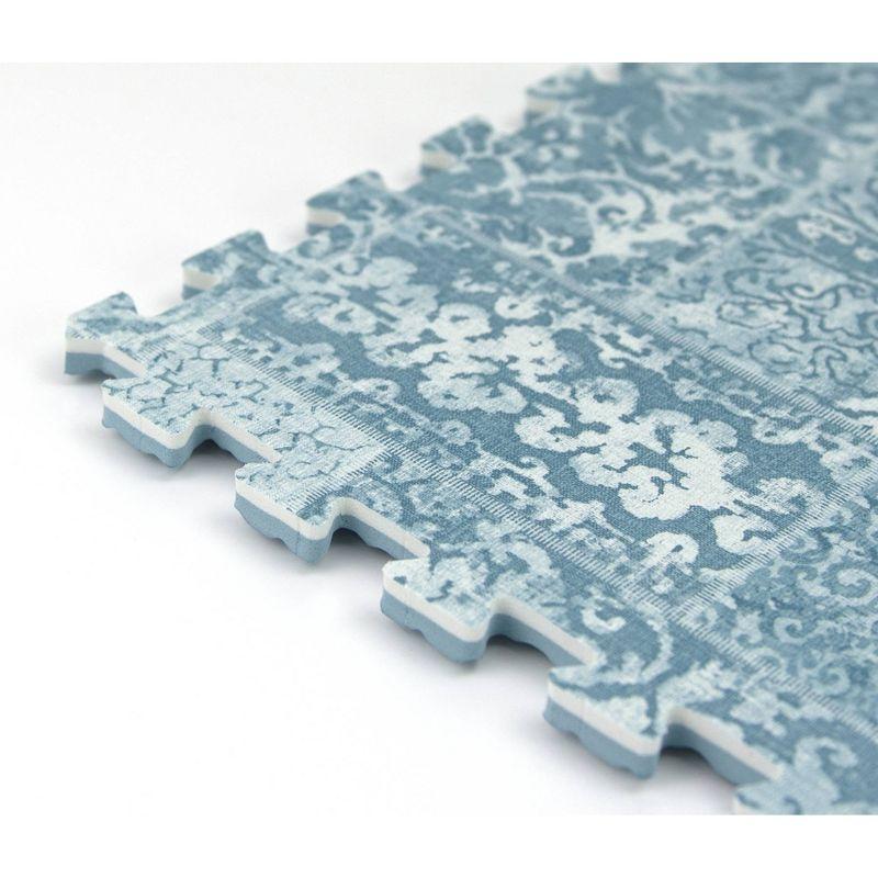 2'10"x2'10" Bazaar Interlocking Floor Tiles Blue - FloorPops: Water-Resistant Kids' Floor Mat, Indoor Use, Acrylic