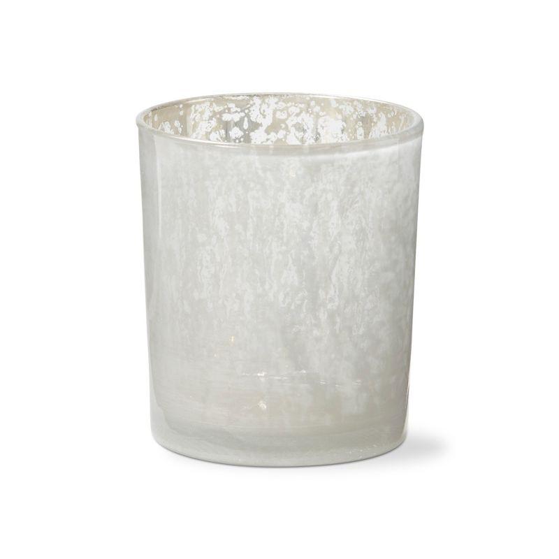 White Mercury Glass Tealight Votive Candle Holder, 4-Inch