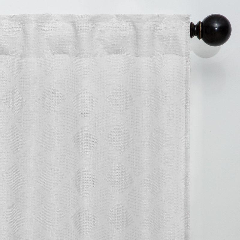 Chanasya 2pk Diamond Textured Semi Sheer Window Curtain Panels - Set of 2 - 52 x 108 Inches Long - White
