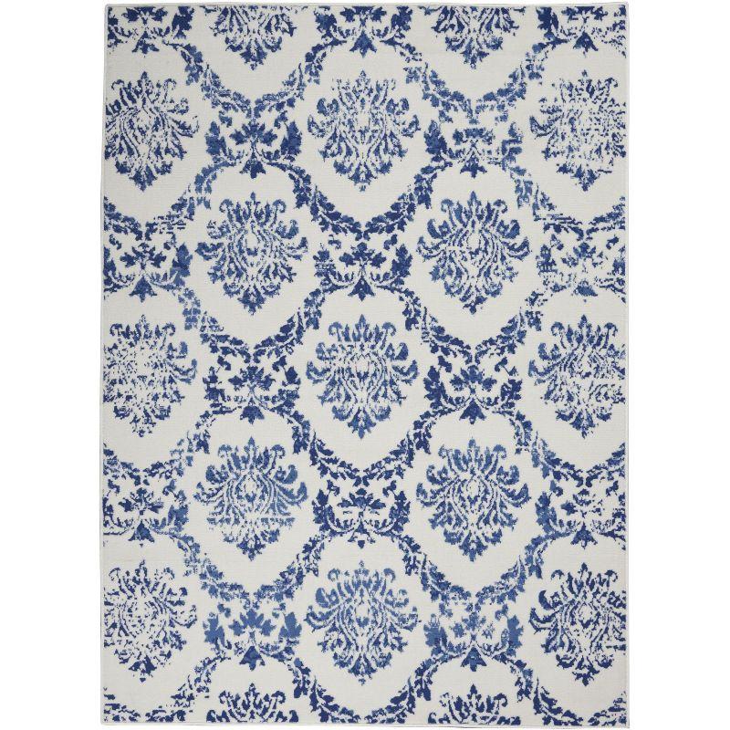 Ivory Floral Synthetic Rectangular 4' x 6' Area Rug