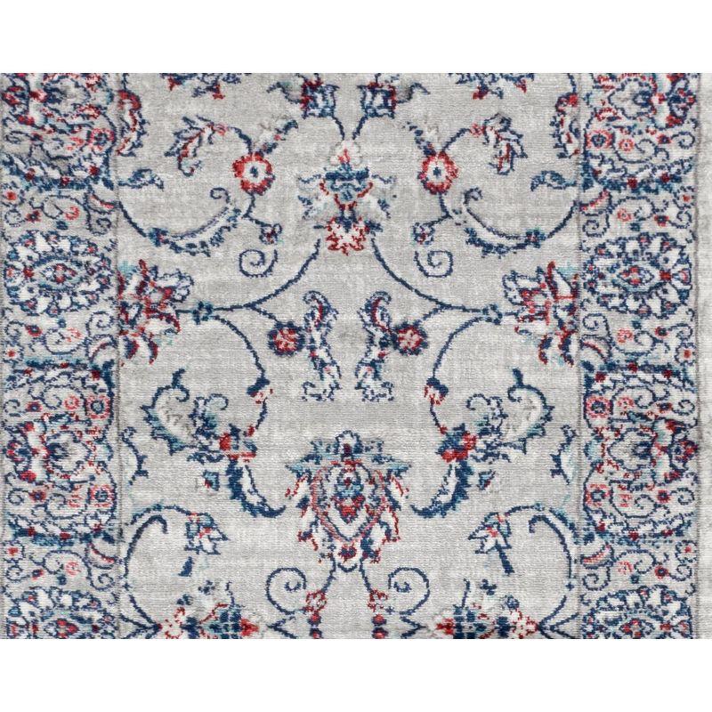 2'x8' Modern Persian Vintage Runner Rug, Light Grey/Red - JONATHAN Y