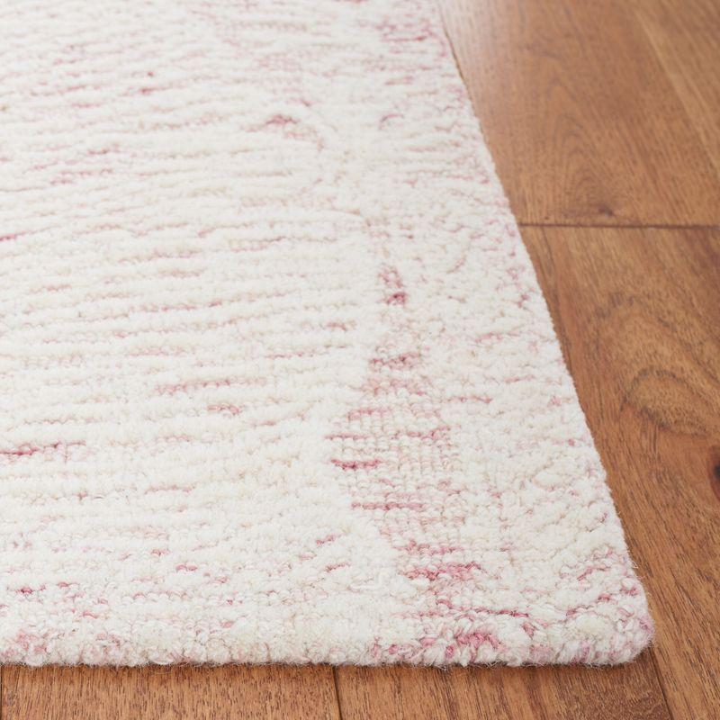 Hand-Tufted Wool Area Rug in Pink and Ivory - 5' x 8' Rectangular