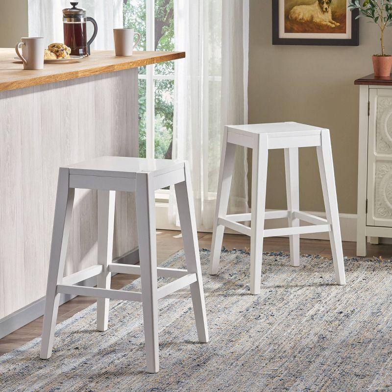 Set of 2 Maybelle Farmhouse Wooden Counter Height Barstools - Christopher Knight Home