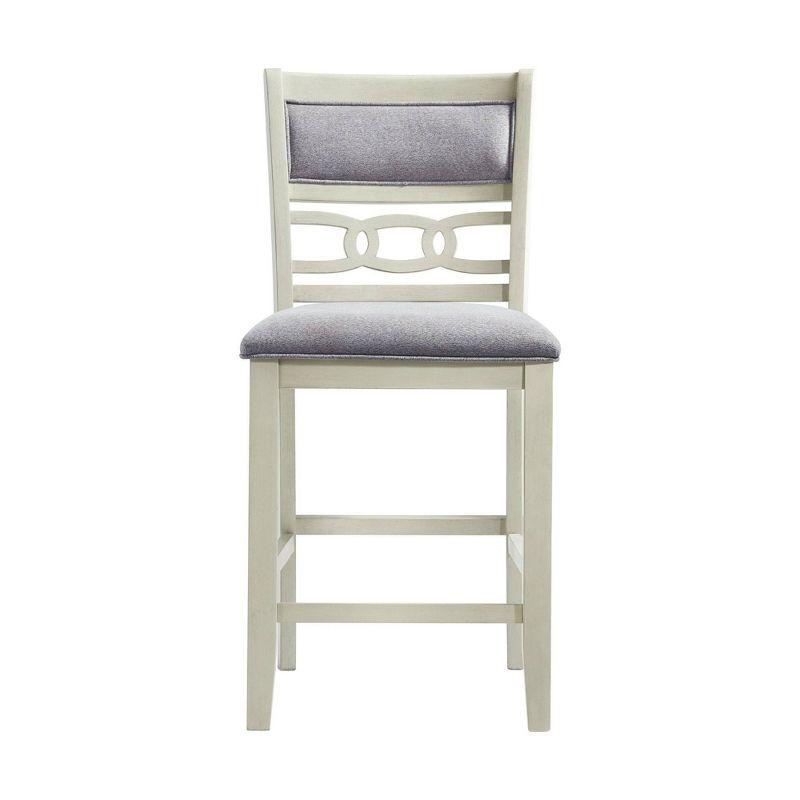 Bisque Finish Upholstered Wood Side Chair Set with Gray Seats