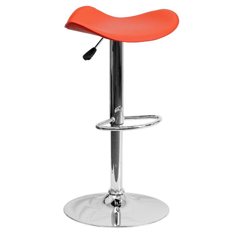 Sleek Orange Vinyl and Chrome Adjustable Swivel Barstool