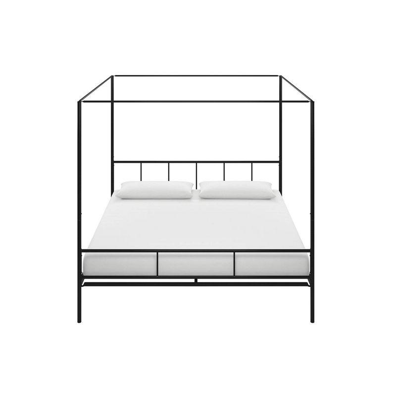 Marion King-Sized Black Metal Frame Canopy Bed with Headboard