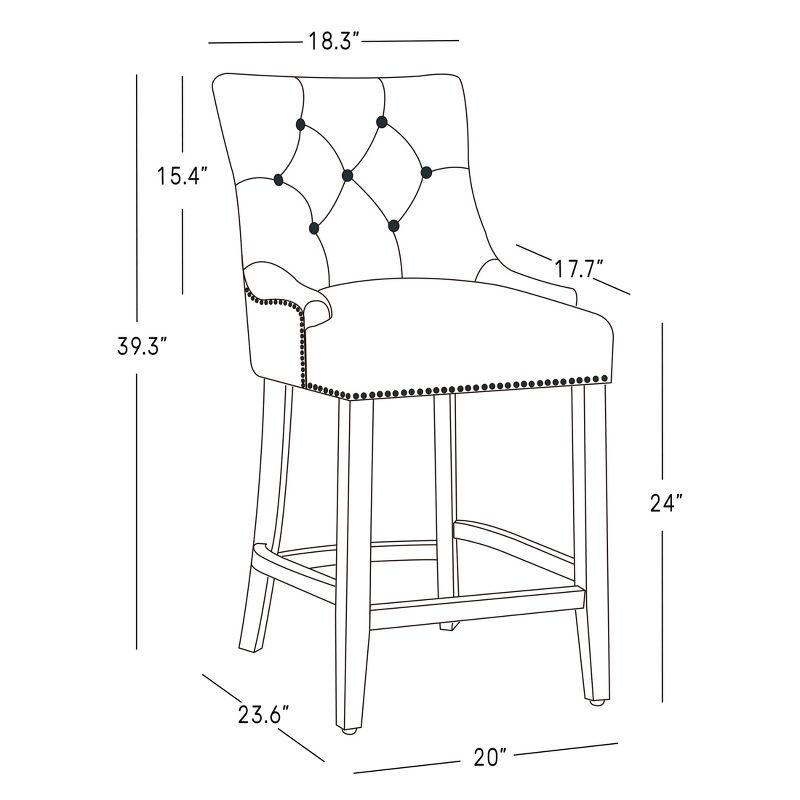 WestinTrends 29" Brown Linen Tufted Wingback Bar Stool Set